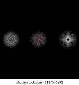 Geometric pattern symbols fractale pentagram astrology stamp label symbol amulet runes