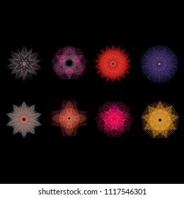 Geometric pattern symbols fractale pentagram astrology stamp label symbol amulet runes