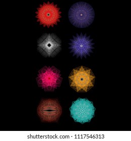 Geometric pattern symbols fractale pentagram astrology stamp label symbol amulet runes