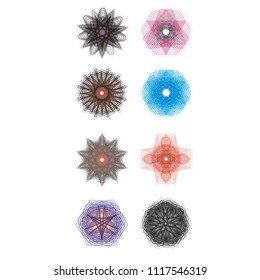 Geometric pattern symbols fractale pentagram astrology stamp label symbol amulet runes