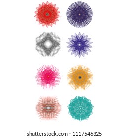Geometric pattern symbols fractale pentagram astrology stamp label symbol amulet runes