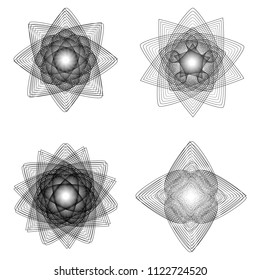 Geometric pattern symbols fractale pentagram astrology stamp label symbol amulet runes