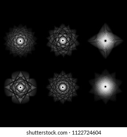 Geometric pattern symbols fractale pentagram astrology stamp label symbol amulet runes