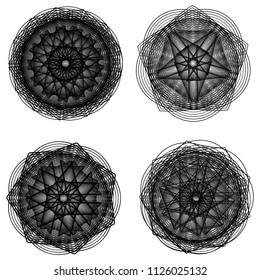 Geometric pattern symbols fractale pentagram astrology stamp label symbol amulet runes