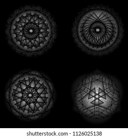 Geometric pattern symbols fractale pentagram astrology stamp label symbol amulet runes