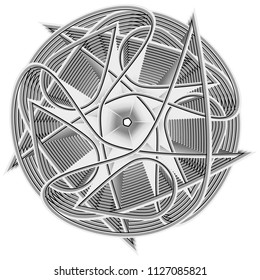 Geometric pattern symbols fractale pentagram astrology stamp label symbol amulet runes