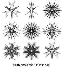 Geometric pattern symbols fractale pentagram astrology stamp label symbol amulet runes