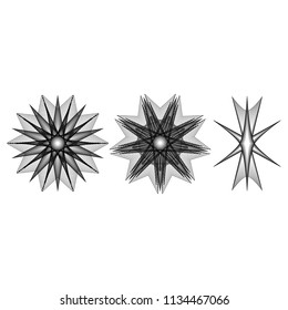 Geometric pattern symbols fractale pentagram astrology stamp label symbol amulet runes