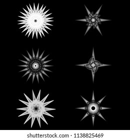 Geometric pattern symbols fractale pentagram astrology stamp label symbol amulet runes