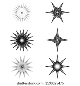 Geometric pattern symbols fractale pentagram astrology stamp label symbol amulet runes