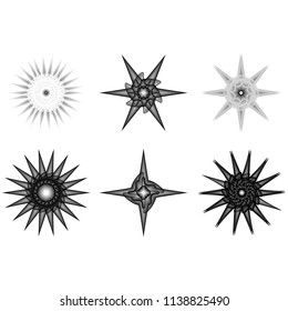 Geometric pattern symbols fractale pentagram astrology stamp label symbol amulet runes