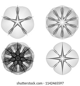 Geometric pattern symbols fractale pentagram astrology stamp label symbol amulet runes