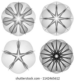 Geometric pattern symbols fractale pentagram astrology stamp label symbol amulet runes
