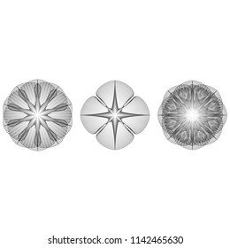 Geometric pattern symbols fractale pentagram astrology stamp label symbol amulet runes