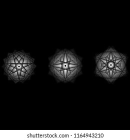 Geometric pattern symbols fractale pentagram astrology stamp label symbol amulet runes