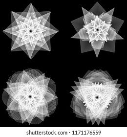 Geometric pattern symbols fractale pentagram astrology stamp label symbol amulet runes