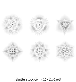 Geometric pattern symbols fractale pentagram astrology stamp label symbol amulet runes