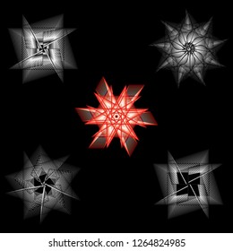 Geometric pattern symbols fractale pentagram astrology stamp label symbol amulet runes