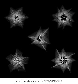Geometric pattern symbols fractale pentagram astrology stamp label symbol amulet runes
