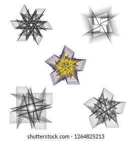 Geometric pattern symbols fractale pentagram astrology stamp label symbol amulet runes