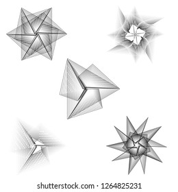 Geometric pattern symbols fractale pentagram astrology stamp label symbol amulet runes