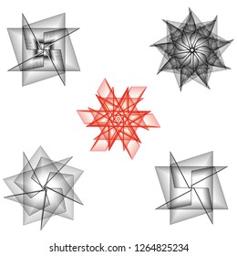 Geometric pattern symbols fractale pentagram astrology stamp label symbol amulet runes