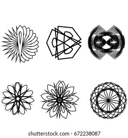 Geometric pattern symbols fractale pentagram astrology stamp label