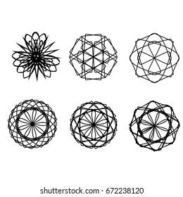 Geometric pattern symbols fractale pentagram astrology stamp label