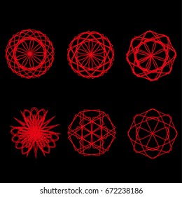 Geometric pattern symbols fractale pentagram astrology stamp label