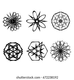 Geometric pattern symbols fractale pentagram astrology stamp label