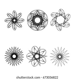 Geometric pattern symbols fractale pentagram astrology stamp label