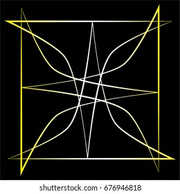 Geometric pattern symbols fractale pentagram astrology stamp label