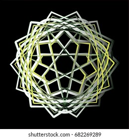 Geometric pattern symbols fractale pentagram astrology stamp label