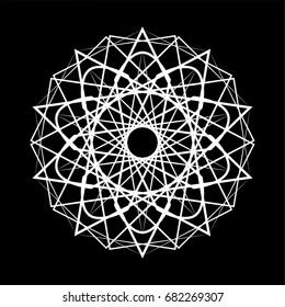 Geometric pattern symbols fractale pentagram astrology stamp label