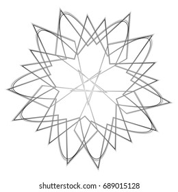 Geometric pattern symbols fractale pentagram astrology stamp label vector EPS10