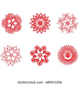 Geometric pattern symbols fractale pentagram astrology stamp label vector EPS10