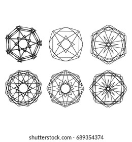 Geometric pattern symbols fractale pentagram astrology stamp label