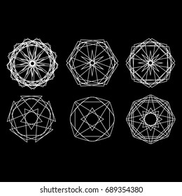 Geometric pattern symbols fractale pentagram astrology stamp label