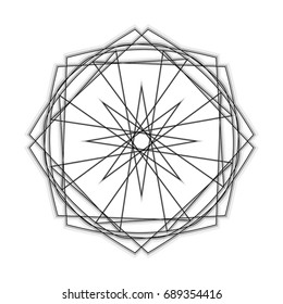 Geometric pattern symbols fractale pentagram astrology stamp label