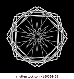 Geometric pattern symbols fractale pentagram astrology stamp label