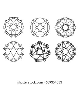 Geometric pattern symbols fractale pentagram astrology stamp label