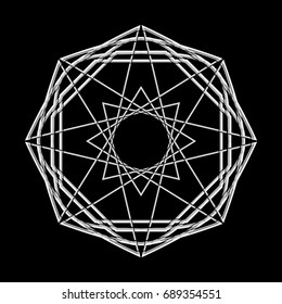 Geometric pattern symbols fractale pentagram astrology stamp label