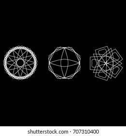 Geometric pattern symbols fractale pentagram astrology stamp label