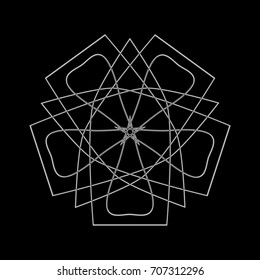 Geometric pattern symbols fractale pentagram astrology stamp label