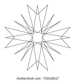 Geometric pattern symbols fractale pentagram astrology stamp label