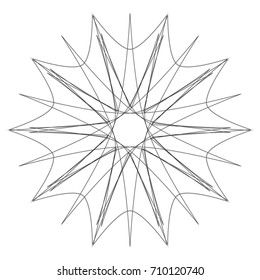Geometric pattern symbols fractale pentagram astrology stamp label