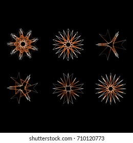 Geometric pattern symbols fractale pentagram astrology stamp label