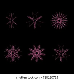 Geometric pattern symbols fractale pentagram astrology stamp label