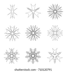 Geometric pattern symbols fractale pentagram astrology stamp label