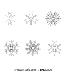 Geometric pattern symbols fractale pentagram astrology stamp label